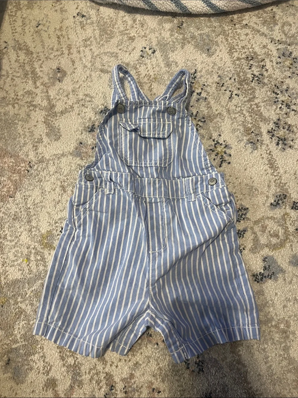 Gymboree Blue and White Striped Short Overalls